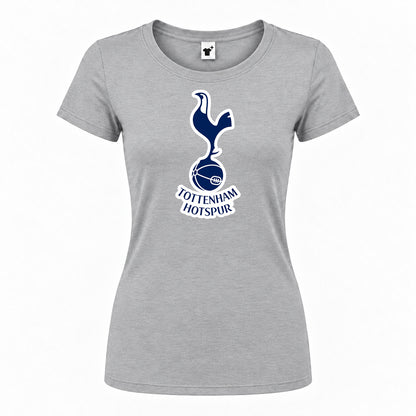 Women's Tottenham Hotspur F.C. Soccer Round Neck T-Shirt — Grey — original logo on current Drive garment