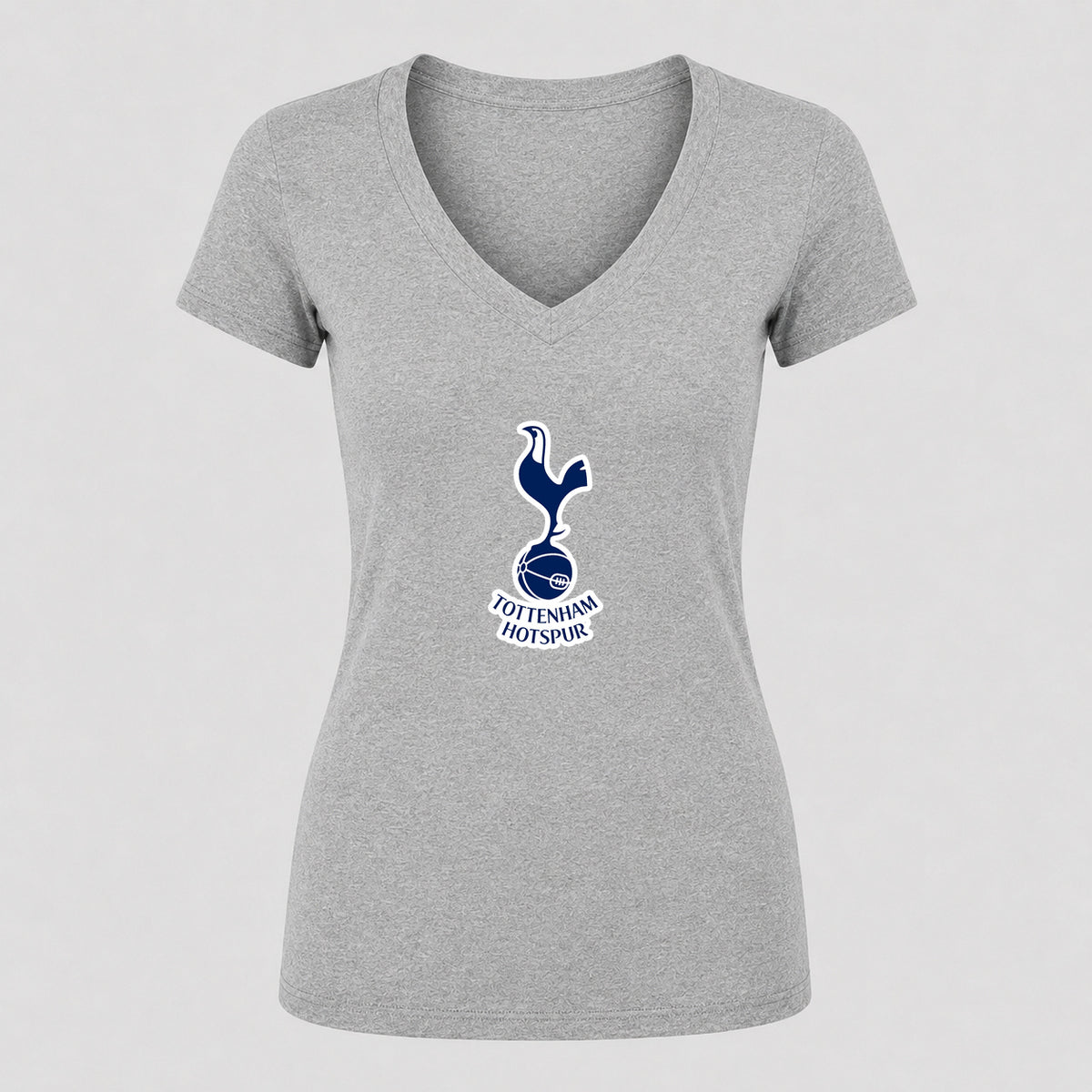 Women's Tottenham Hotspur F.C. Soccer V-Neck T-Shirt | Color: Gray | Original artwork on Drive garment