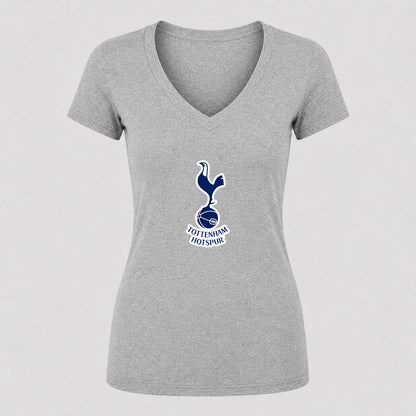 Women's Tottenham Hotspur F.C. Soccer V-Neck T-Shirt | Color: Gray | Original artwork on Drive garment