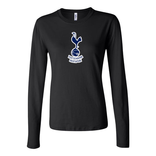 Women's Tottenham Hotspur F.C. Soccer Long Sleeve T-Shirt | Color: Black | Original artwork on Drive garment