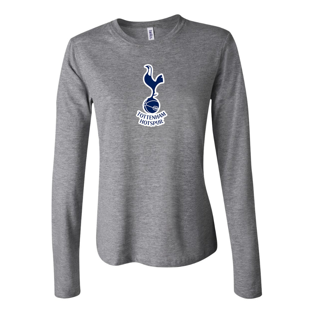 Women's Tottenham Hotspur F.C. Soccer Long Sleeve T-Shirt | Color: Grey | Original artwork on Drive garment