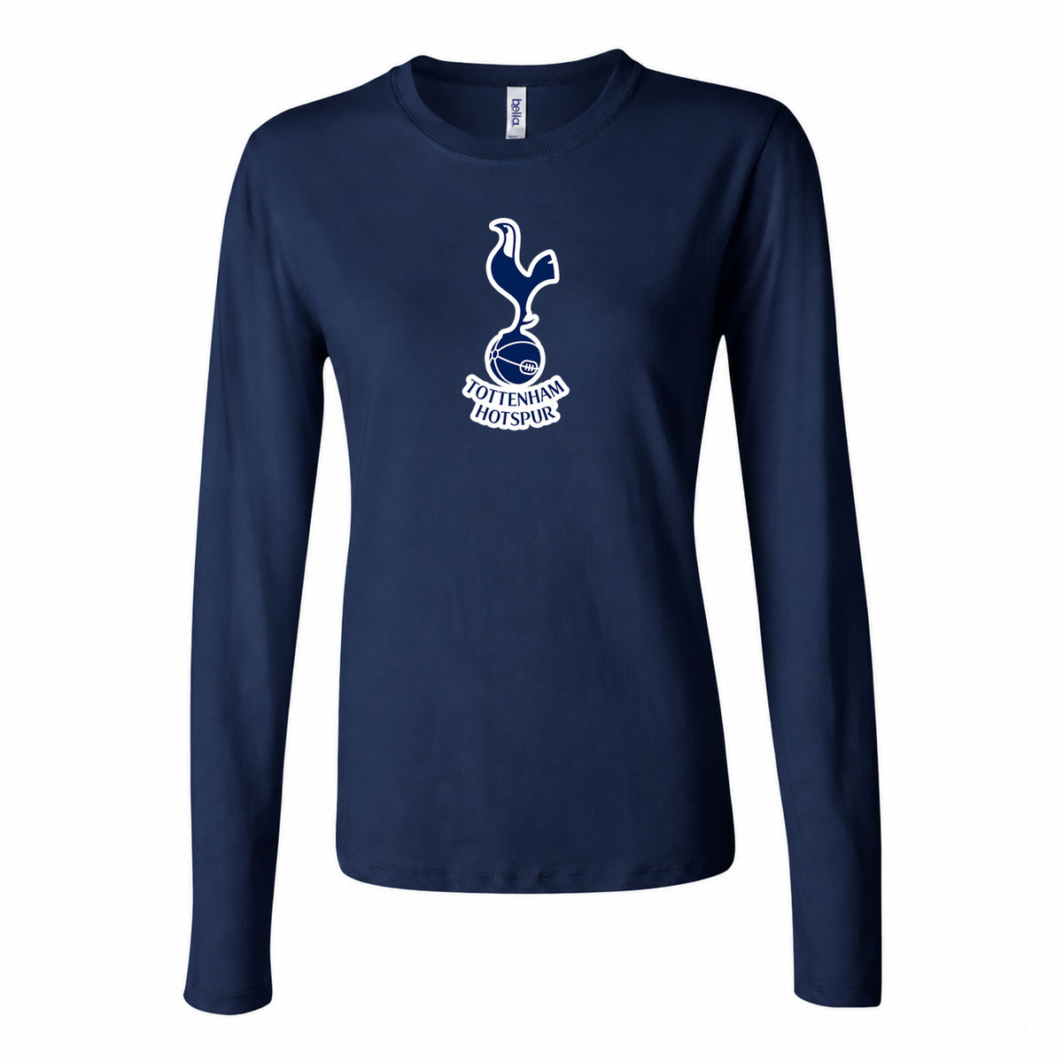 Women's Tottenham Hotspur F.C. Soccer Long Sleeve T-Shirt | Color: Navy | Original artwork on Drive garment