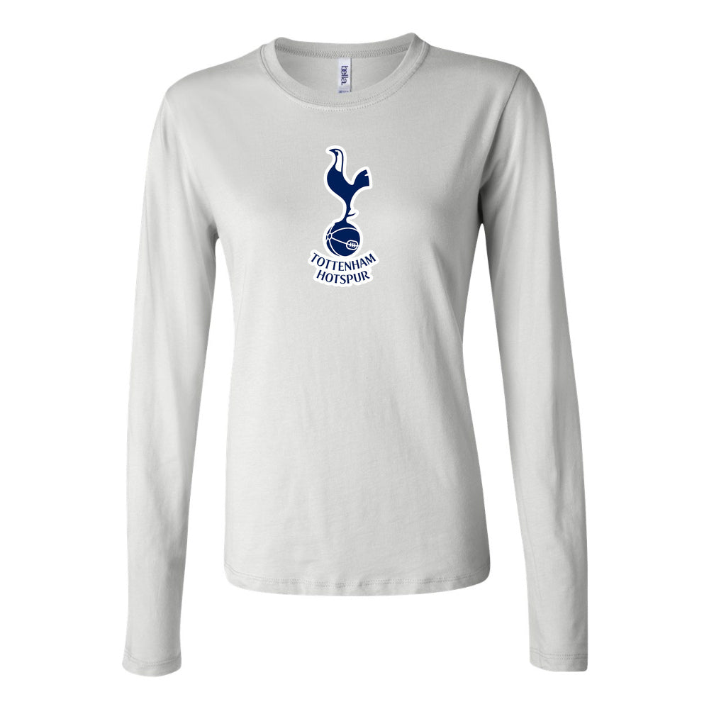Women's Tottenham Hotspur F.C. Soccer Long Sleeve T-Shirt | Color: White | Original artwork on Drive garment