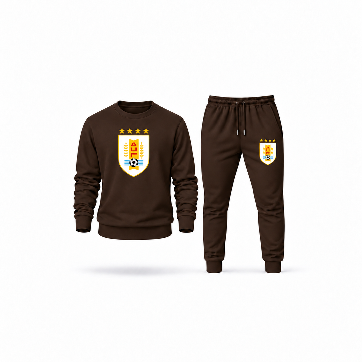 Men's Uruguay National Soccer Team Sweatshirt Joggers Set | Color: Brown | Main