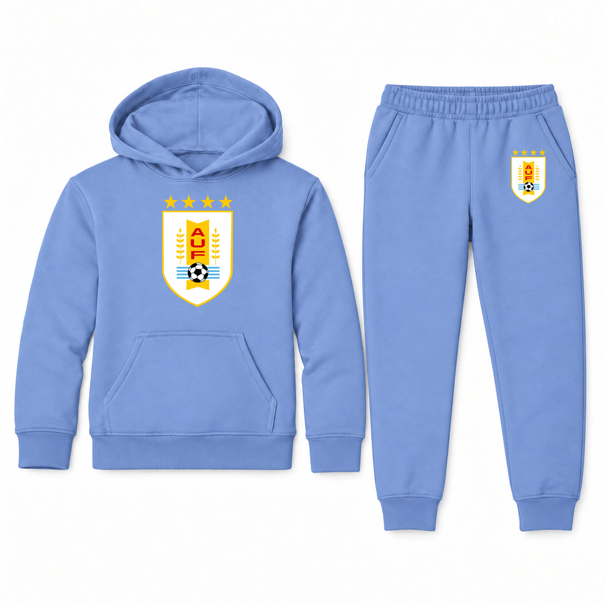 Uruguay National Soccer Team youth hoodie jogger set, Carolina Blue, Youth Large ages 10–12