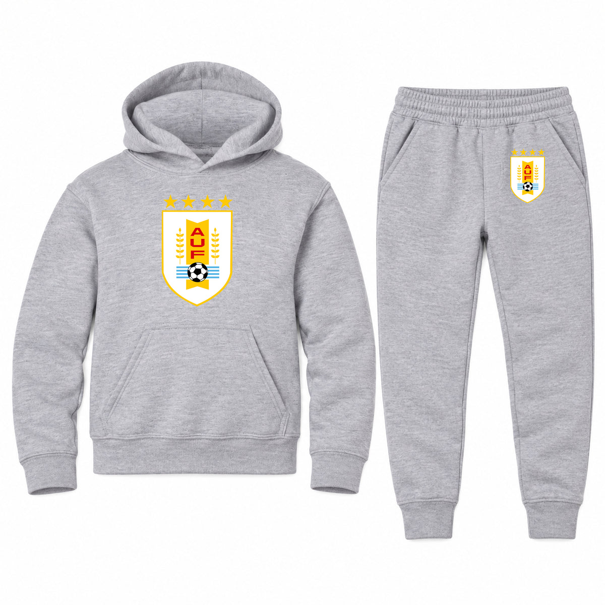 Uruguay National Soccer Team youth hoodie jogger set, Sports Grey, Youth Large ages 10–12
