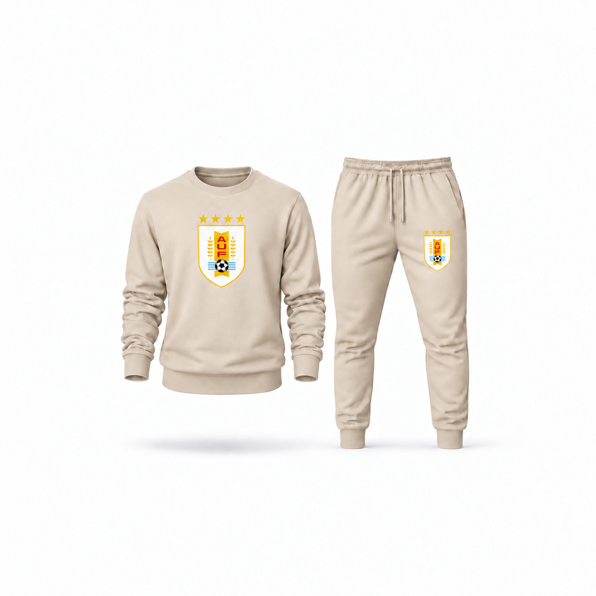 Men's Uruguay National Soccer Team Sweatshirt Joggers Set | Color: Tan | Main