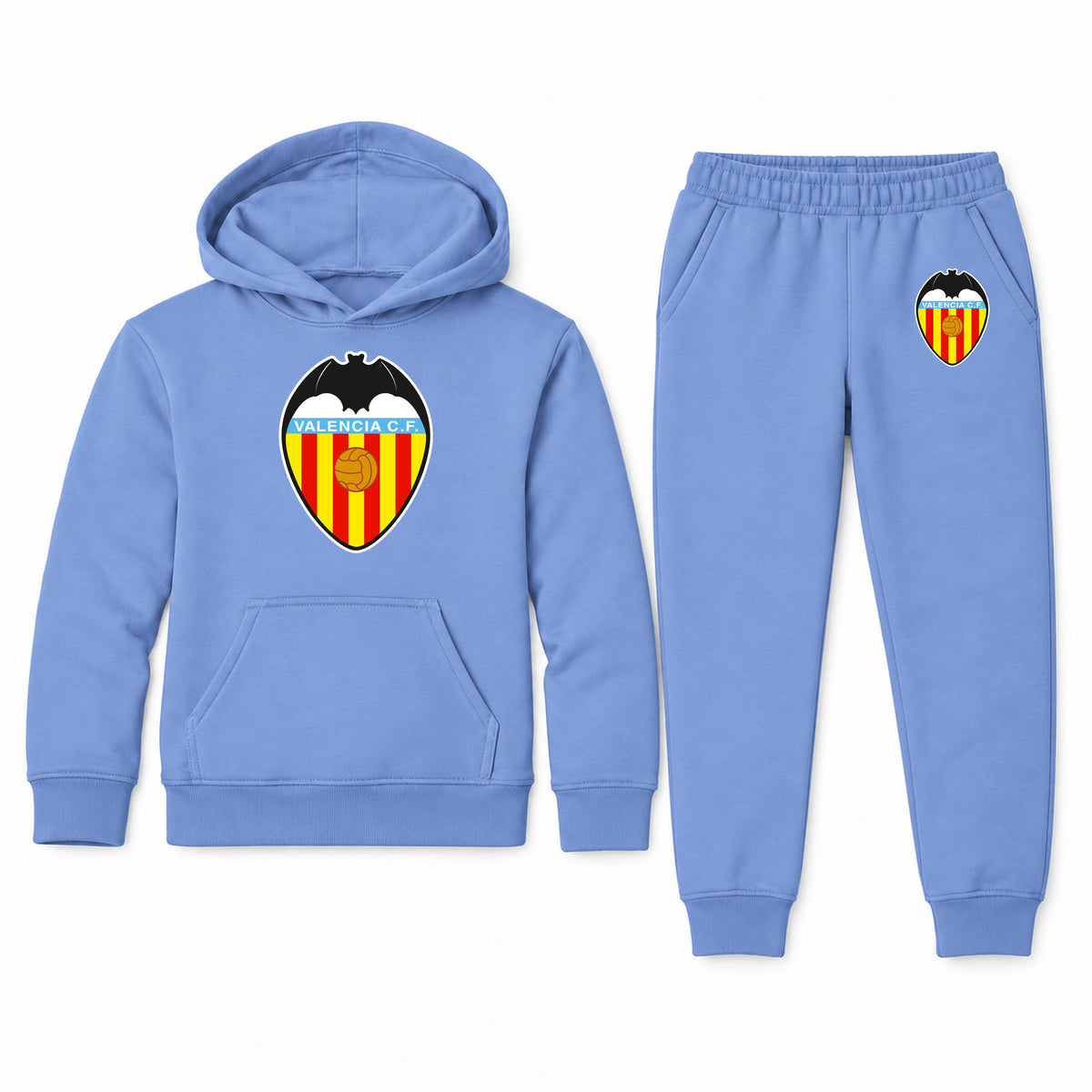 Valencia FC youth hoodie jogger set, Carolina Blue, Youth Large ages 10–12