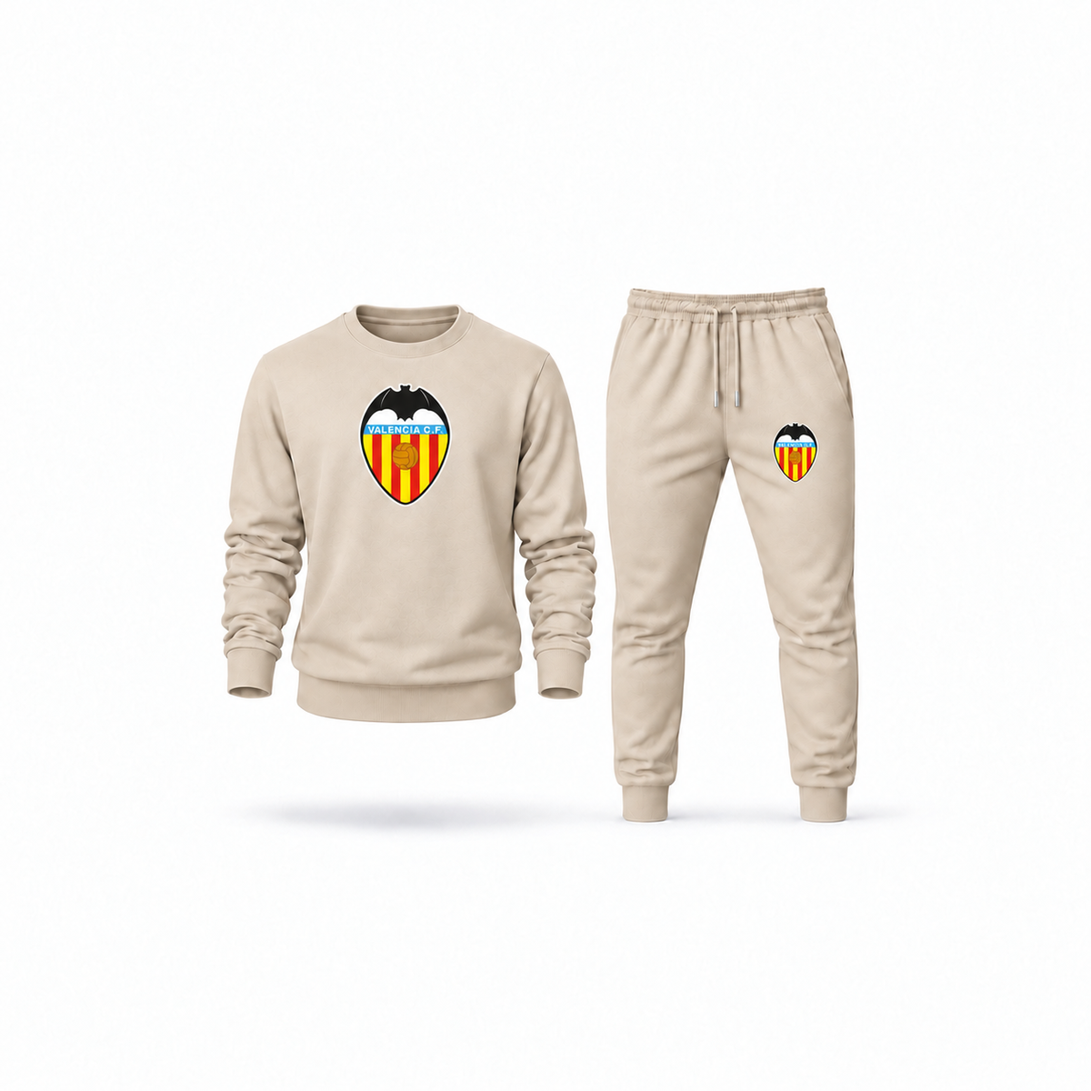 Men's Valencia FC Sweatshirt Joggers Set | Color: Tan | Main