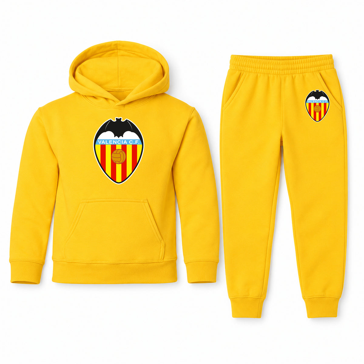 Valencia FC youth hoodie jogger set, Yellow, Youth Large ages 10–12