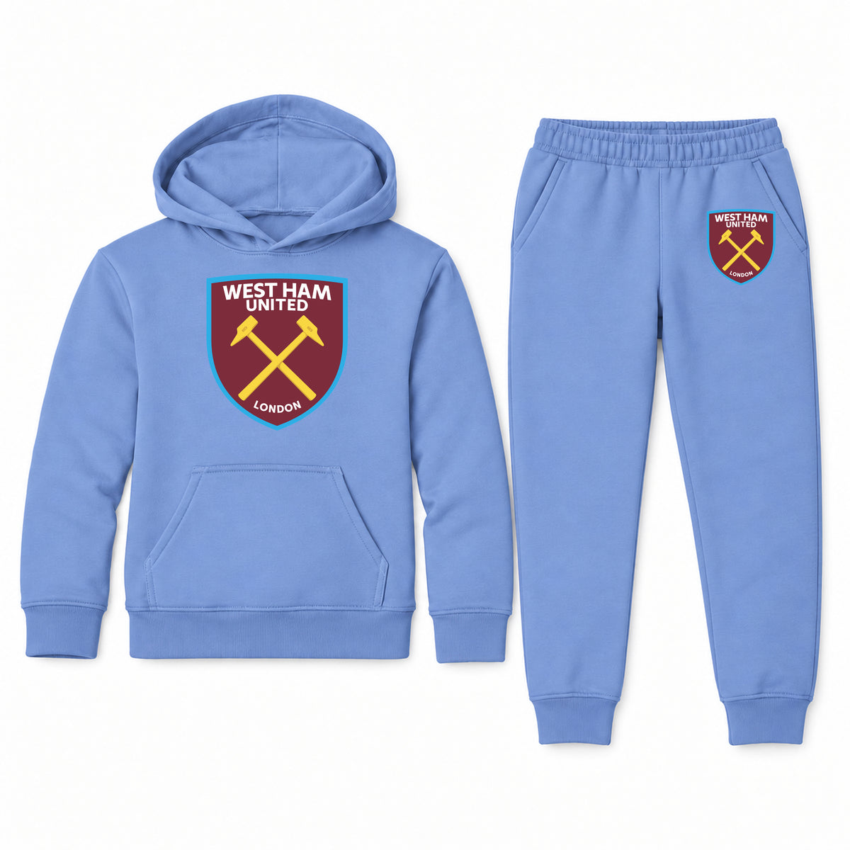 West Ham United FC youth hoodie jogger set, Carolina Blue, Youth Large ages 10–12