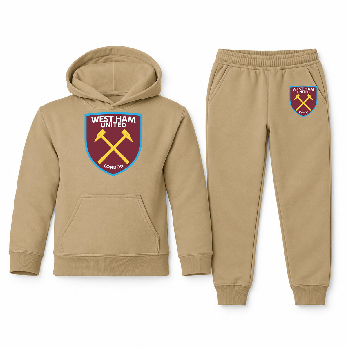 West Ham United FC youth hoodie jogger set, Khaki, Youth Large ages 10–12
