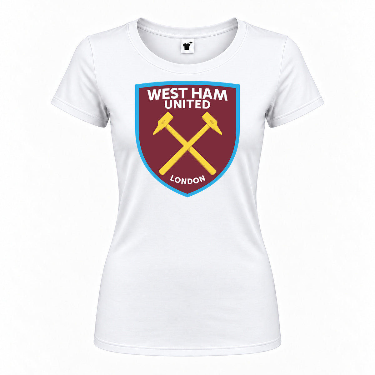 Women's West Ham United FC Round Neck T-Shirt — White — original logo on current Drive garment