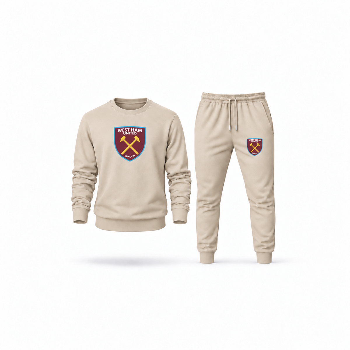 Men's West Ham United FC Sweatshirt Joggers Set | Color: Tan | Main