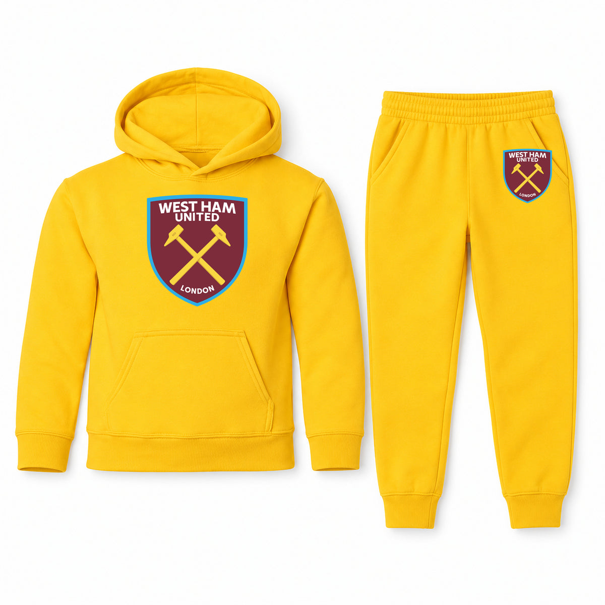 West Ham United FC youth hoodie jogger set, Yellow, Youth Large ages 10–12