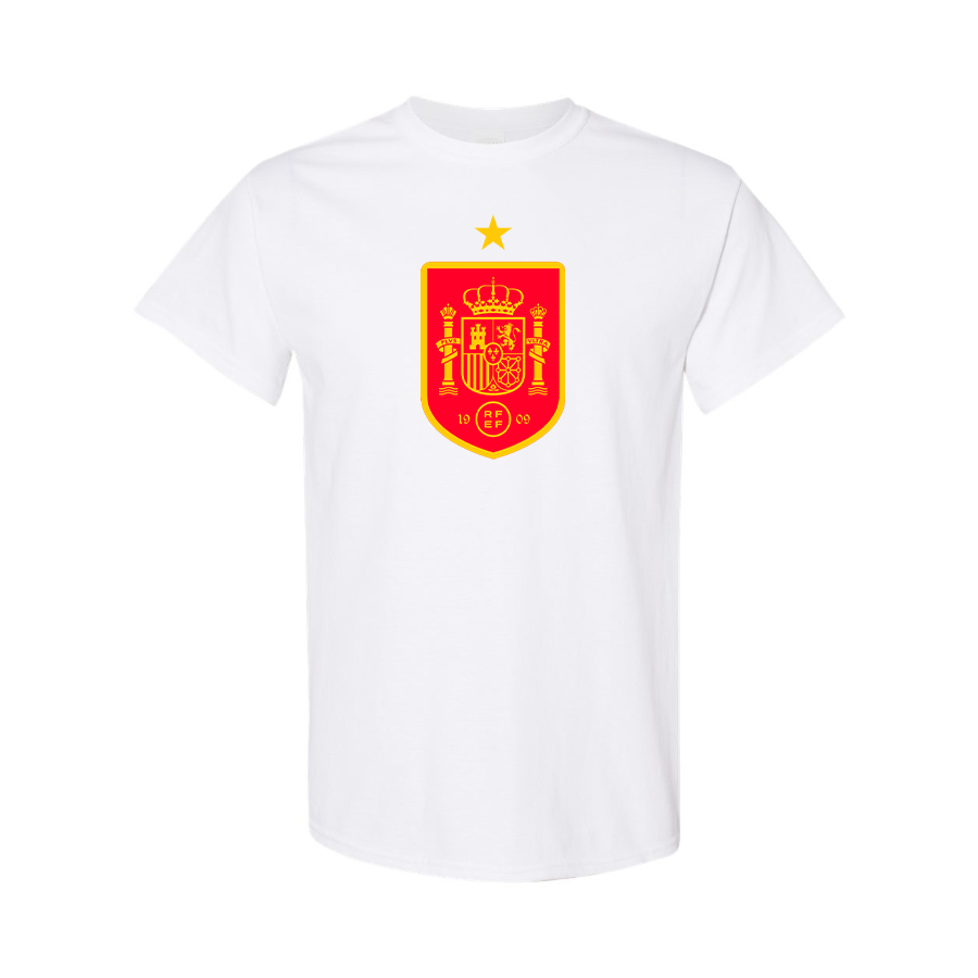 Youth Kids Spain Red Logo National Soccer Team Cotton T-Shirt