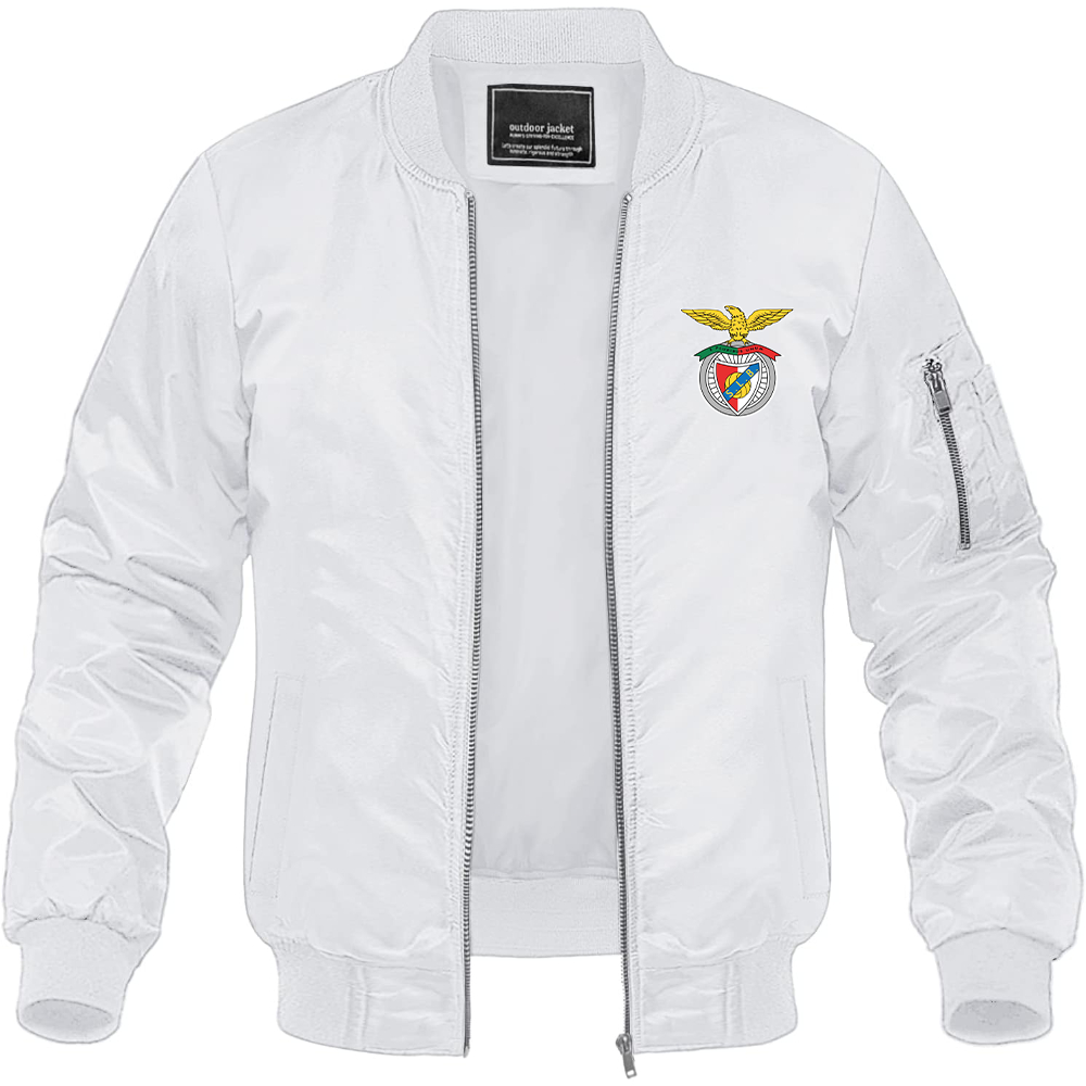 Men's SL Benfica FC Lightweight Bomber Jacket Windbreaker Softshell Varsity Jacket Coat