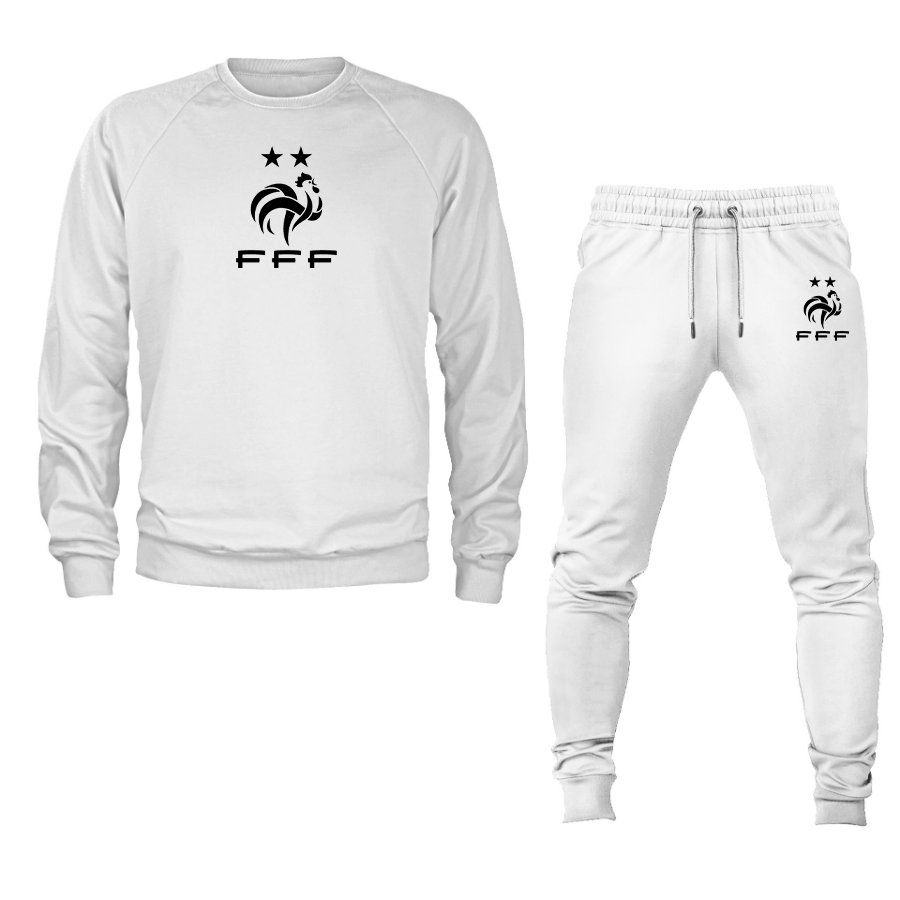 Men's France Soccer Logo Crewneck Sweatshirt Joggers Suit