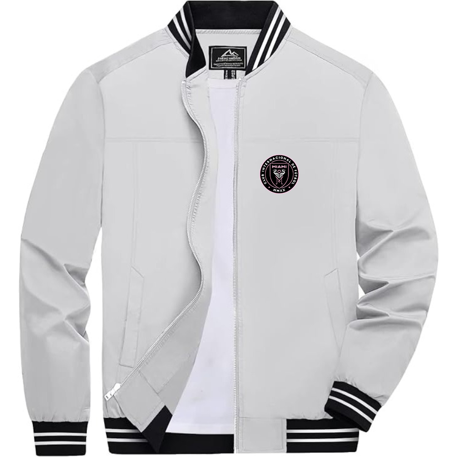 Men’s Inter Miami FC  - Lightweight Zip-Up Bomber Jacket with Ribbed Collar and Cuffs - Versatile Casual Outerwear