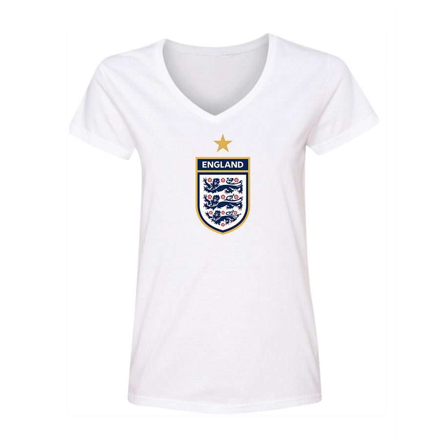 Women's England National Soccer Team V-Neck T-Shirt