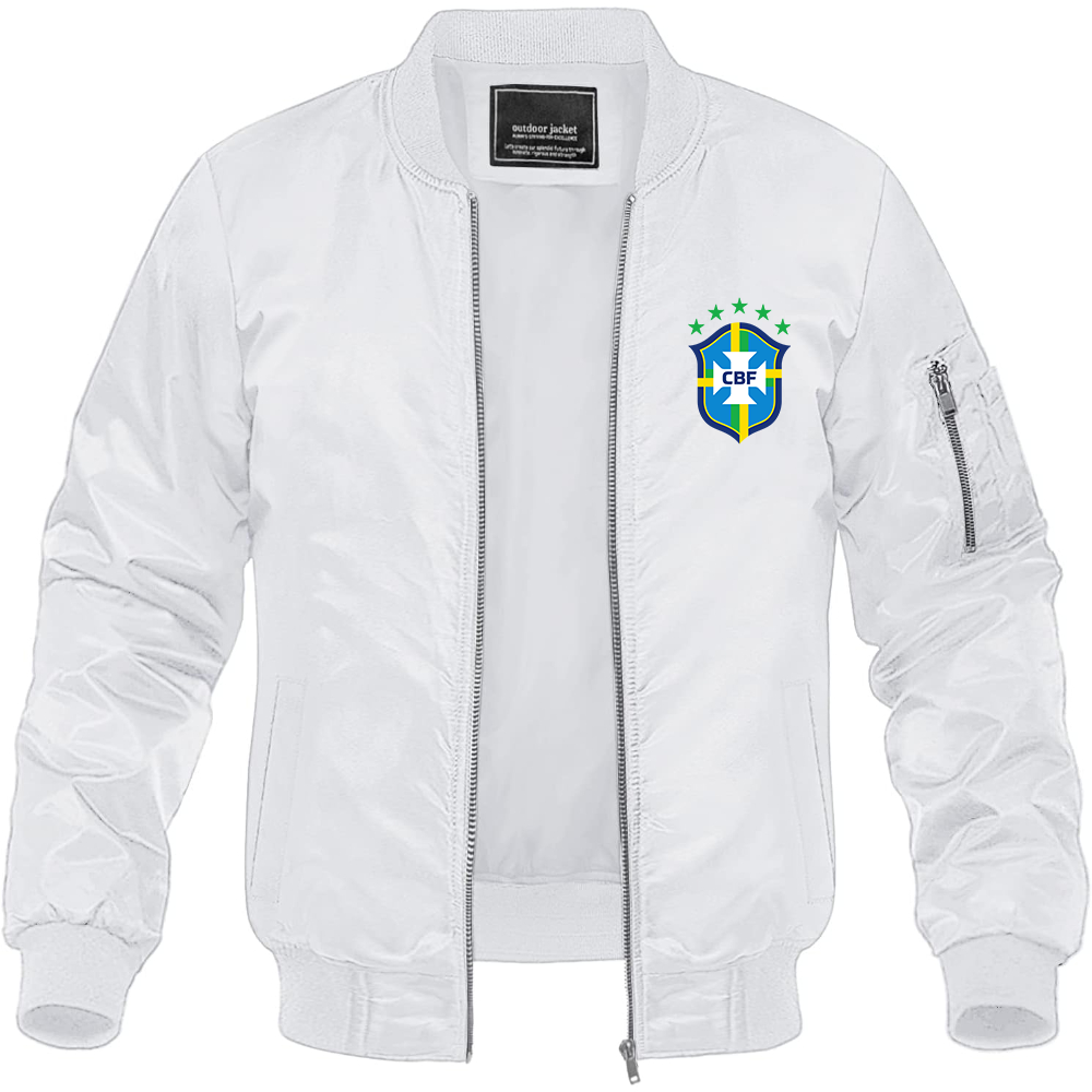 Men's Brazil National Soccer Team Lightweight Bomber Jacket Windbreaker Softshell Varsity Jacket Coat