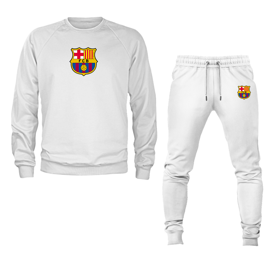 Men's F.C. Barcelona Soccer Logo Crewneck Sweatshirt Joggers Suit