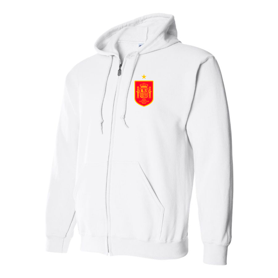 Men's Spain Red Logo National Soccer Team Zipper Hoodie