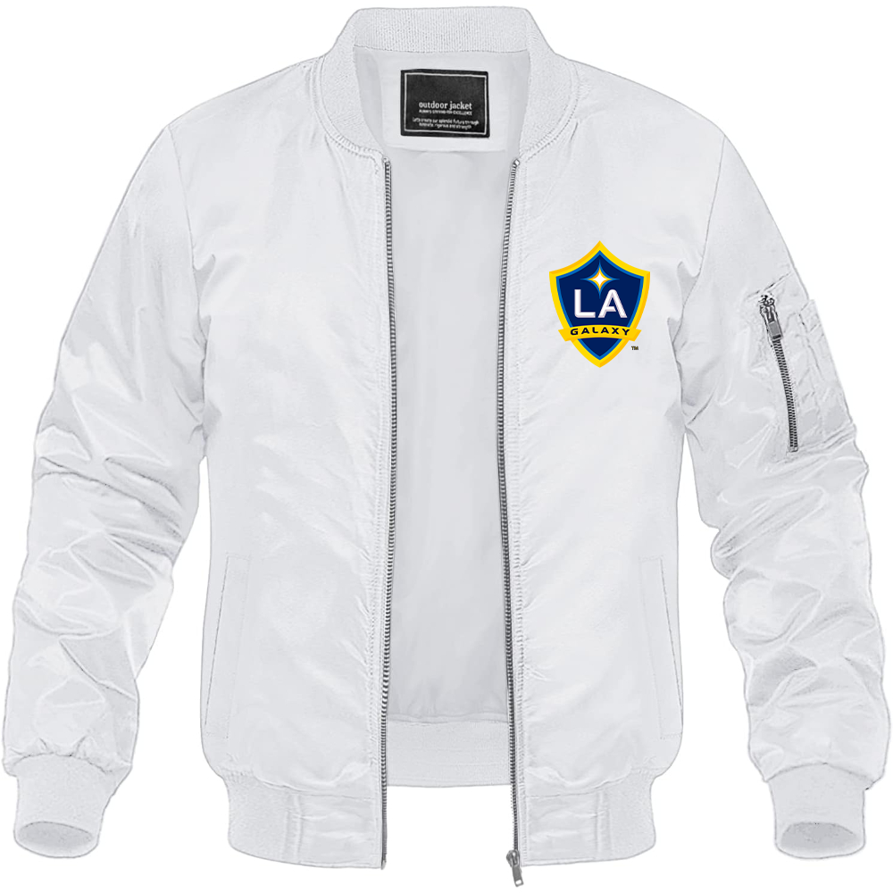 Men's LA Galaxy FC Lightweight Bomber Jacket Windbreaker Softshell Varsity Jacket Coat