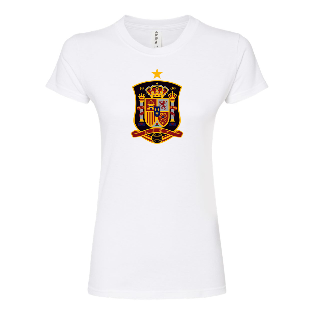 Women's Spain National Soccer Team Round Neck T-Shirt