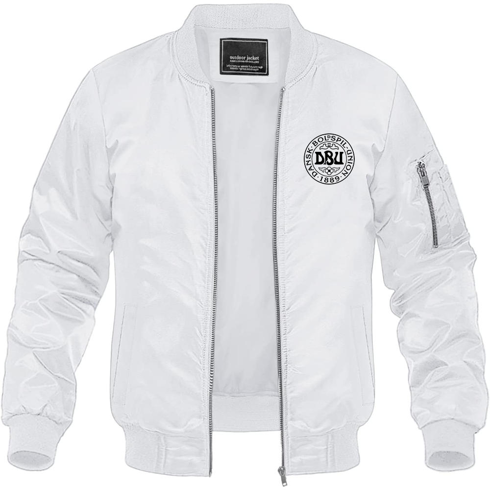 Men's Denmark Soccer Lightweight Bomber Jacket Windbreaker Softshell Varsity Jacket Coat