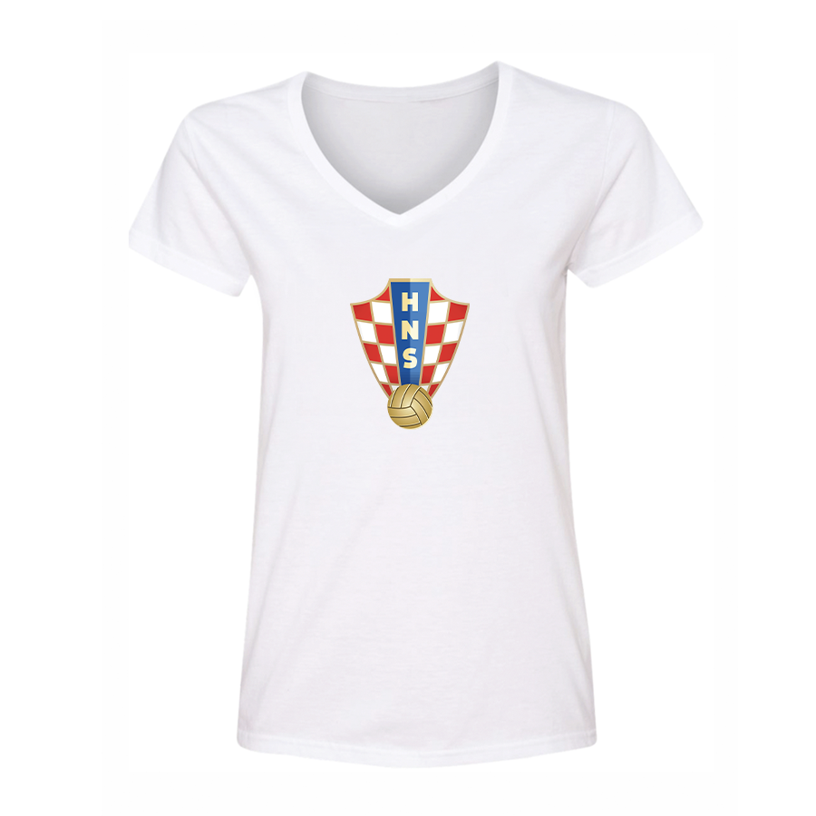 Women's Croatia National Soccer Team V-Neck T-Shirt