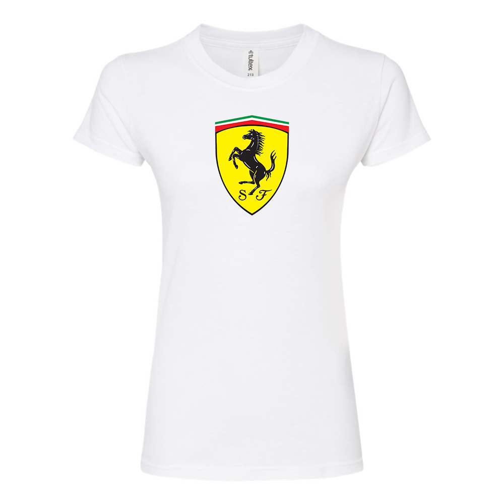 Women’s Ferrari Motorsport Car Round Neck T-Shirt