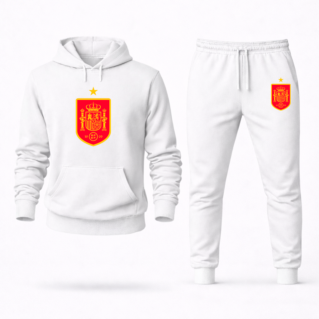 Men's Spain Red Logo National Soccer Team Hoodie Joggers Set