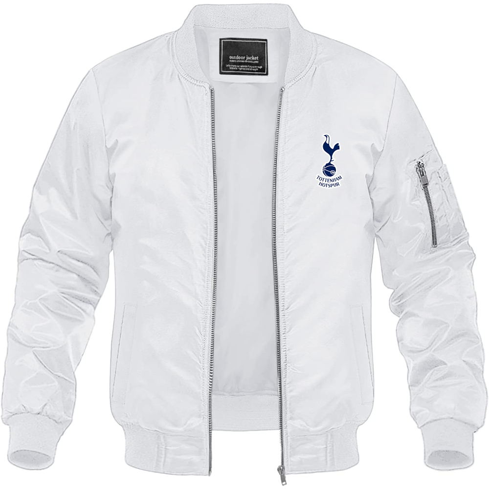 Men’s Tottenham Hotspur F.C. Soccer Lightweight Bomber Jacket Windbreaker Softshell Varsity Jacket Coat