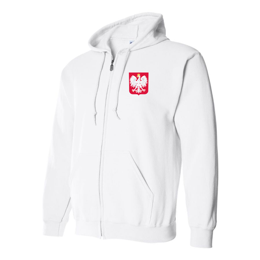 Men's Poland National Soccer Team Zipper Hoodie