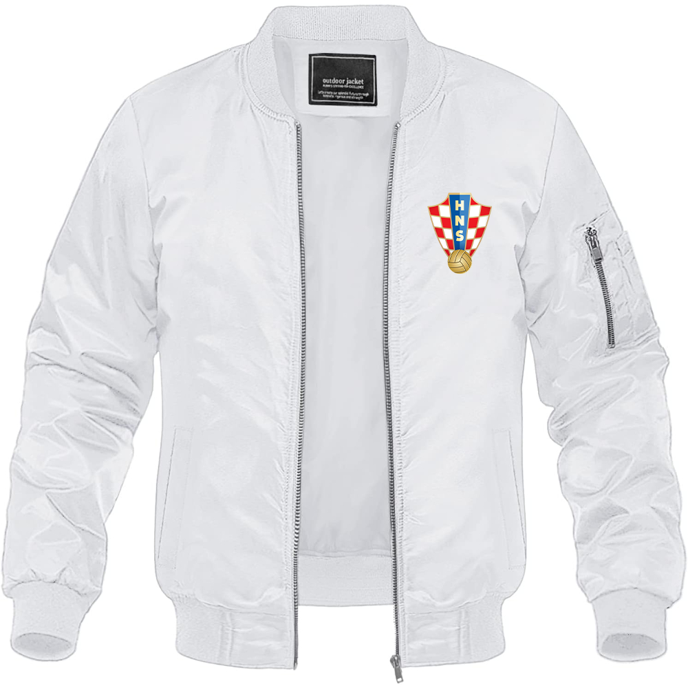 Men's Croatia National Soccer Team Lightweight Bomber Jacket Windbreaker Softshell Varsity Jacket Coat