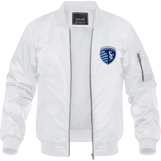 Men's Sporting Kansas City FC Lightweight Bomber Jacket Windbreaker Softshell Varsity Jacket Coat