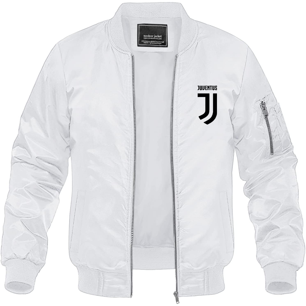 Men's Juventus Soccer Lightweight Bomber Jacket Windbreaker Softshell Varsity Jacket Coat