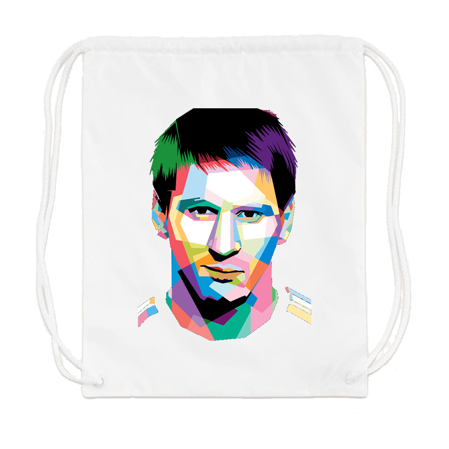 Lionel Messi Face Art SoccerDrawstring Bag