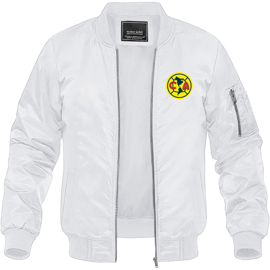 Men's Club America Football Lightweight Bomber Jacket Windbreaker Softshell Varsity Jacket Coat