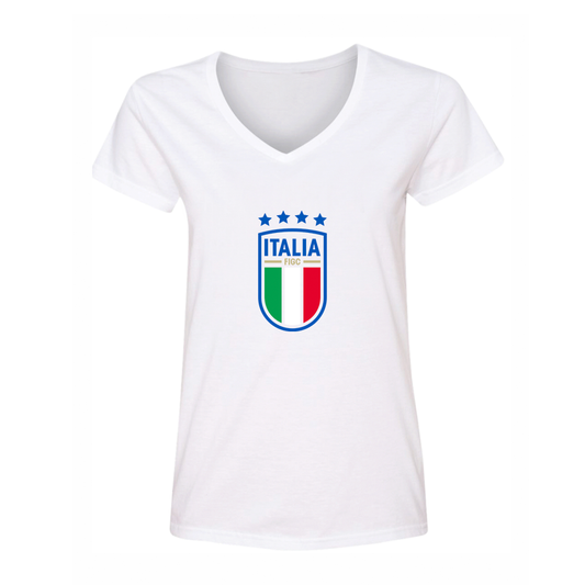 Women's Italy National Soccer V-Neck T-Shirt