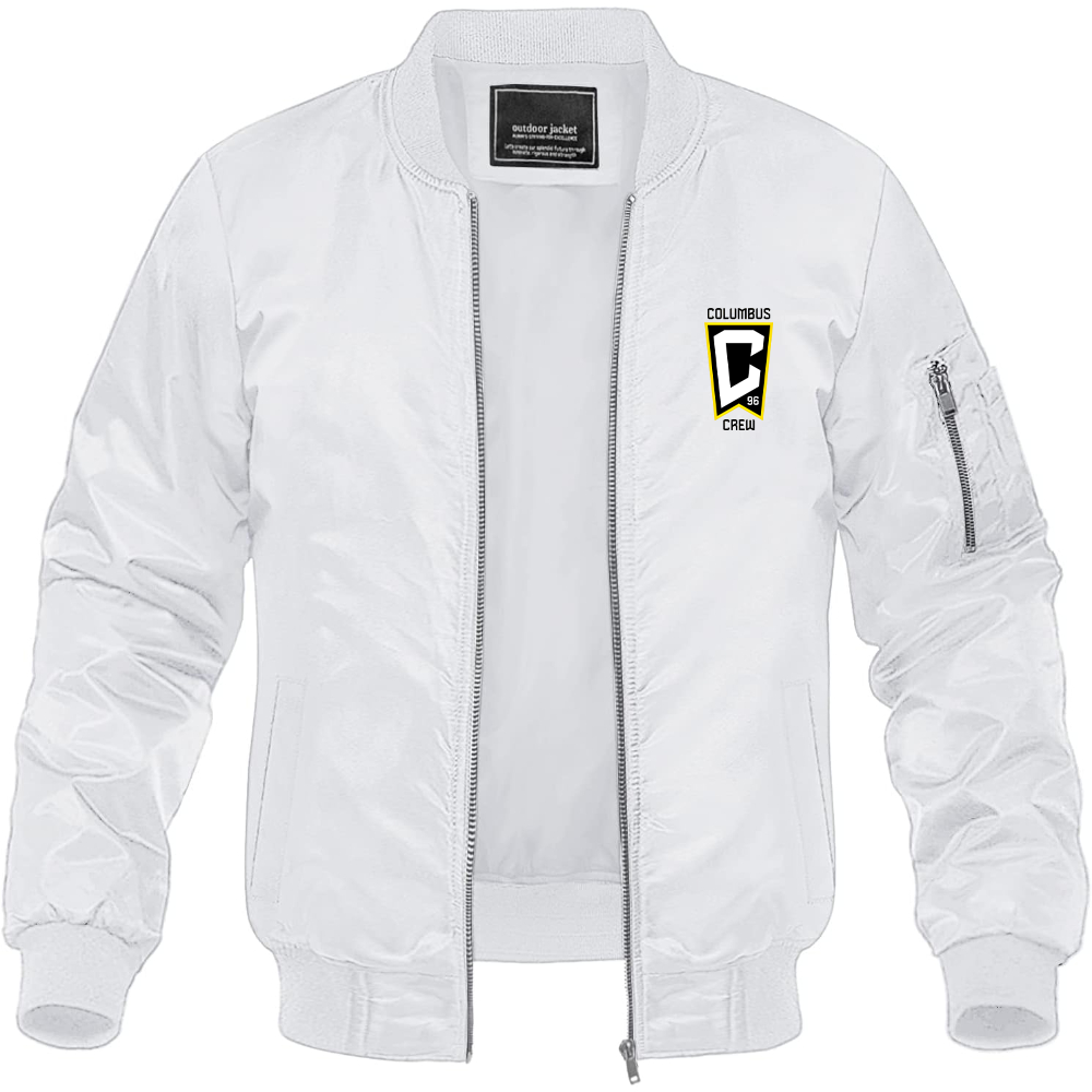 Men's Columbus Crew FC Lightweight Bomber Jacket Windbreaker Softshell Varsity Jacket Coat