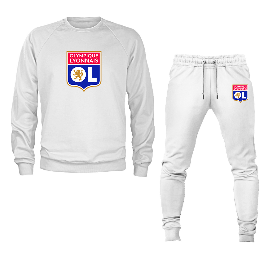 Men's Olympique Lyonnais FC Crewneck Sweatshirt Joggers Suit