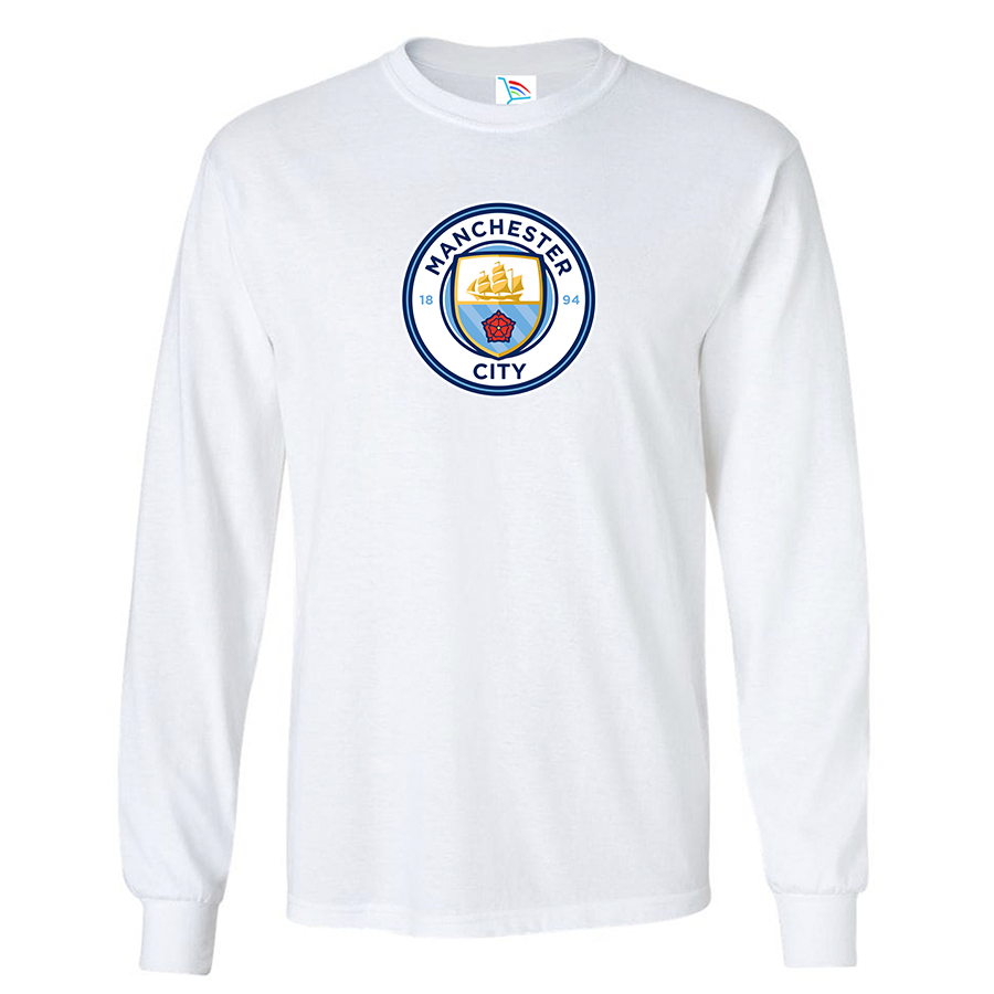 Men's Manchester City Soccer Cotton Long Sleeve T-Shirt