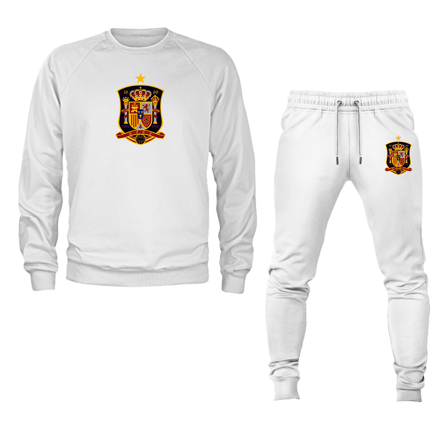 Men's Spain National Soccer Team Crewneck Sweatshirt Joggers Suit