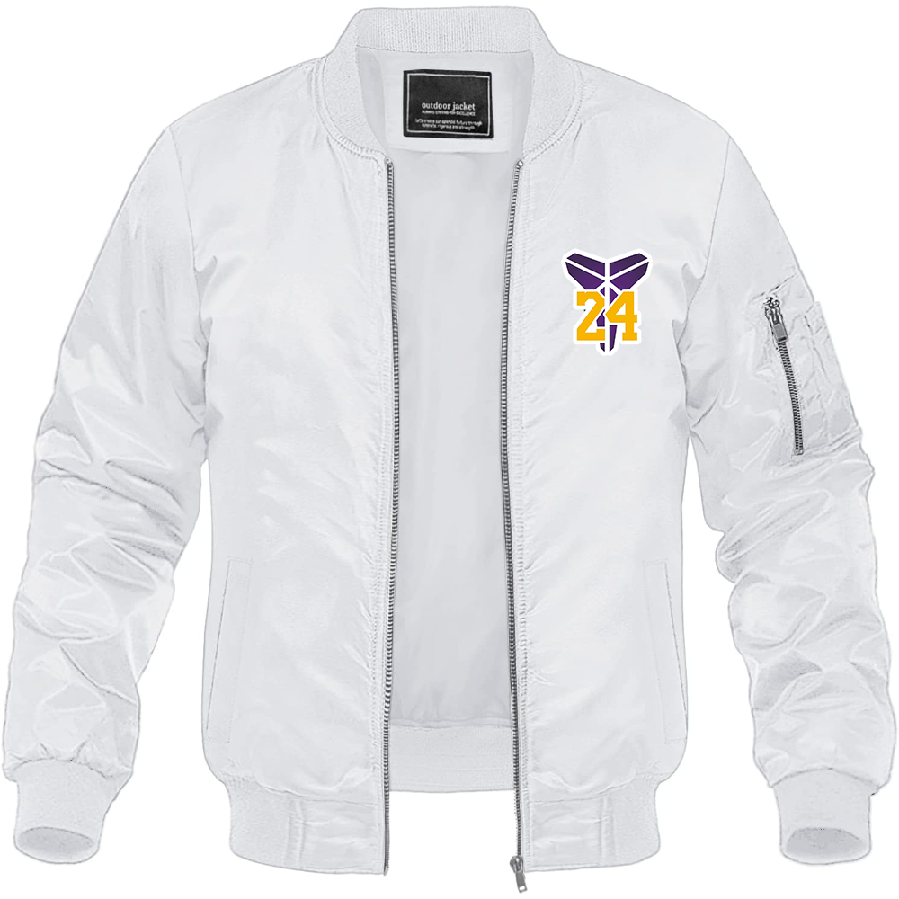 Men's Kobe Bryant Mamba 24 Lightweight Bomber Jacket Windbreaker Softshell Varsity Jacket Coat