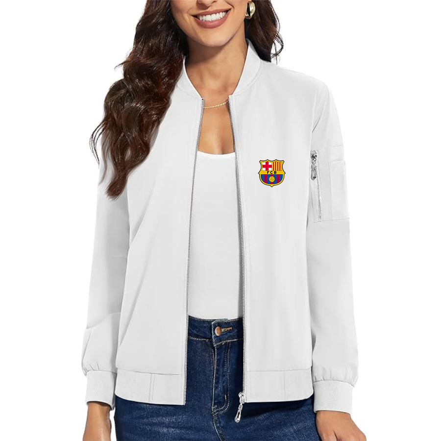 Women's  F.C. Barcelona Soccer - Premium Bomber Jacket with Polished Detailing and Functional Sleeve Pocket - Modern Luxury Outerwear (Copy)