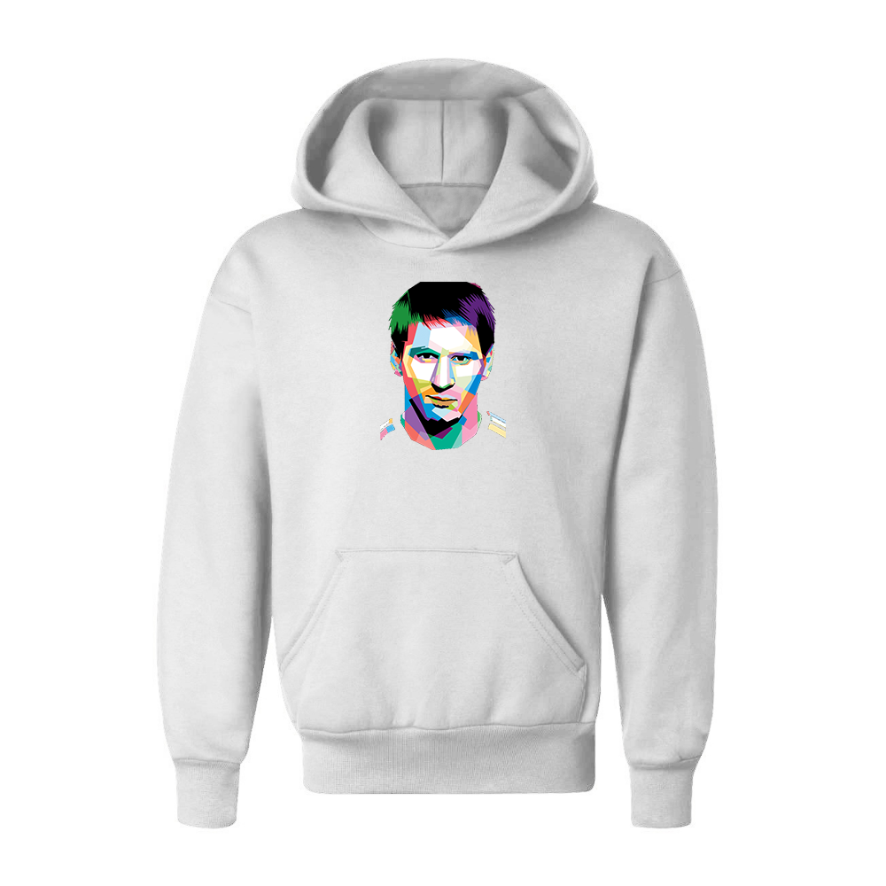 Youth Kids Lionel Messi Face Art Soccer Pullover Hoodie