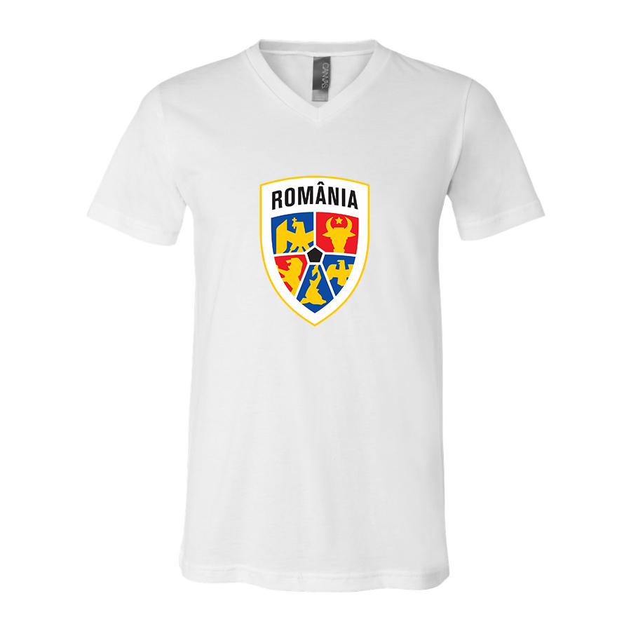 Men’s  Romania National Soccer Team - BELLA + CANVAS - Jersey V-Neck Tee - 3005