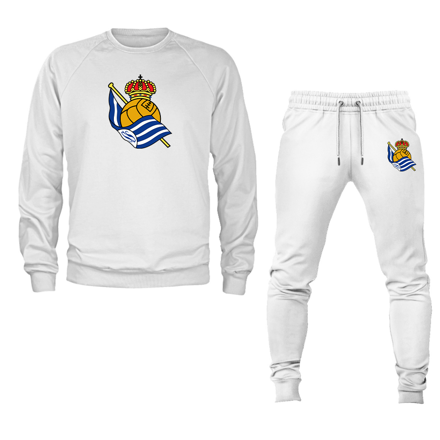 Men's Real Sociedad FC Crewneck Sweatshirt Joggers Suit